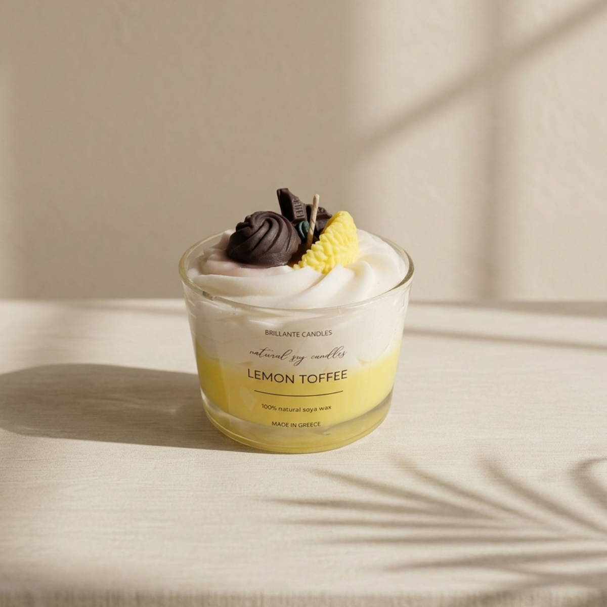 Χειροποίητο Αρωματικό Κερί Σόγιας Lemon Toffee Μικρό | Dessert Candle