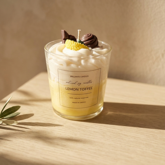 Χειροποίητο Αρωματικό Κερί Σόγιας Lemon Toffee  | Dessert Candle