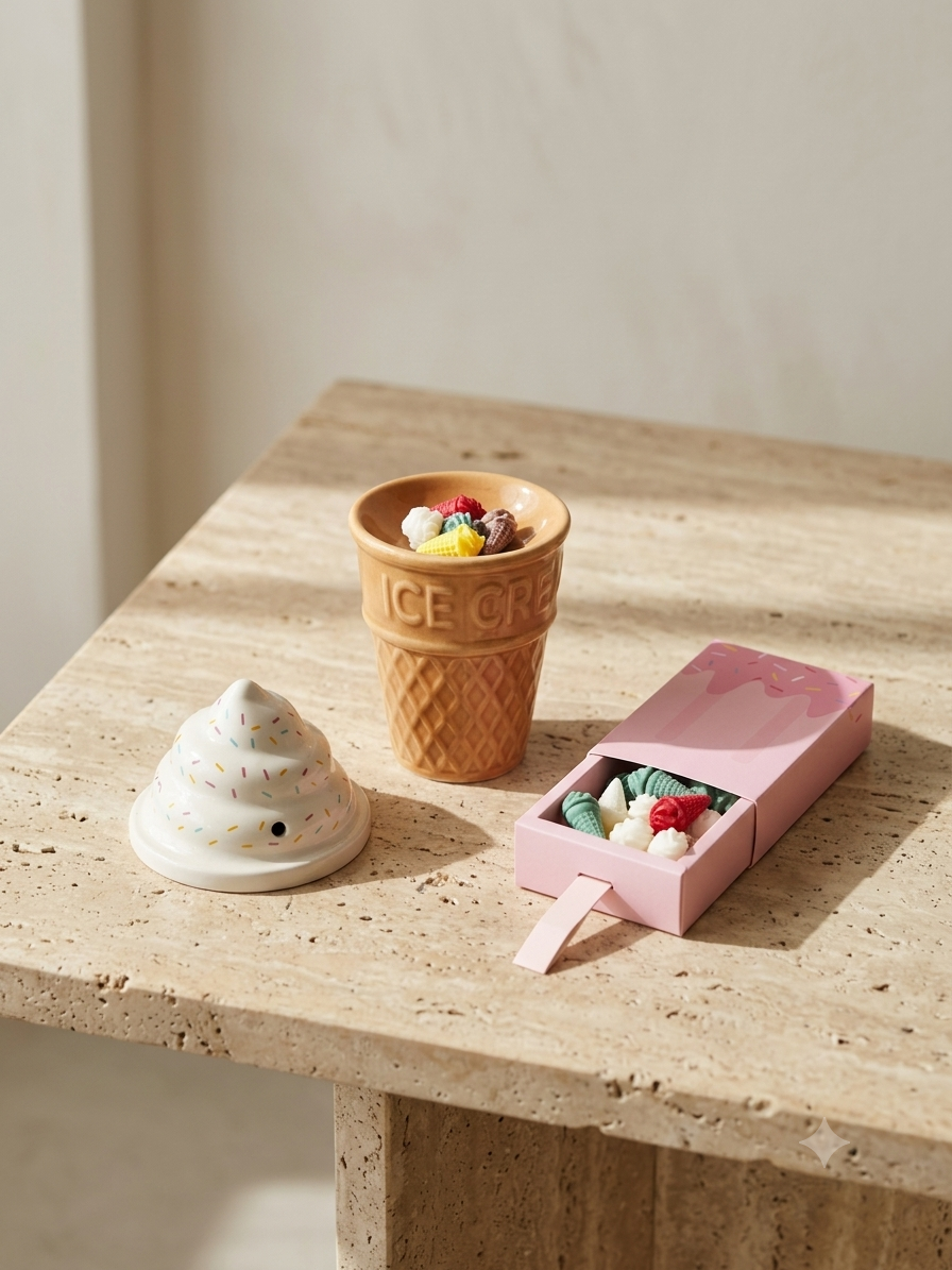 Σετ Καυστήρας Ice Cream & 40 Wax Melts Παγωτίνια | 5 Αρώματα + 2 Ρεσώ Σόγιας