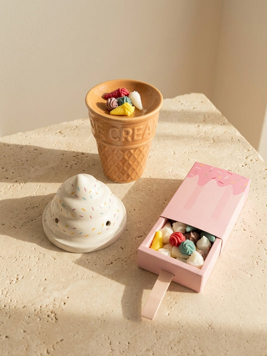Σετ Καυστήρας Ice Cream & 40 Wax Melts Παγωτίνια | 5 Αρώματα + 2 Ρεσώ Σόγιας