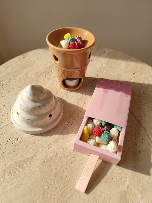 Σετ Καυστήρας Ice Cream & 40 Wax Melts Παγωτίνια | 5 Αρώματα + 2 Ρεσώ Σόγιας