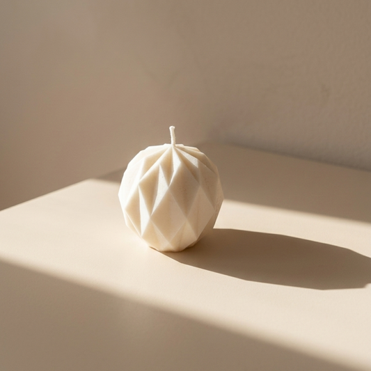 Γεωμετρικό Κερί Σόγιας Sphere | Minimal Λευκό Διακοσμητικό Κερί